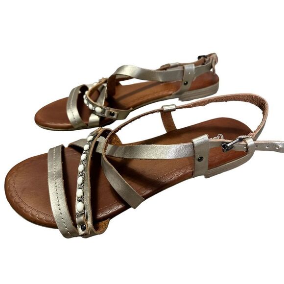 Lane Bryant gold beaded sandals size 7 gladiator strappy - Picture 8 of 8